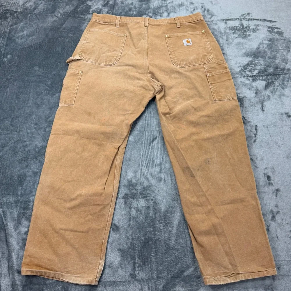 Carhartt‎ USA Union Made Double Knee Pants Fade Distress Brown Canvas Mens 40x30